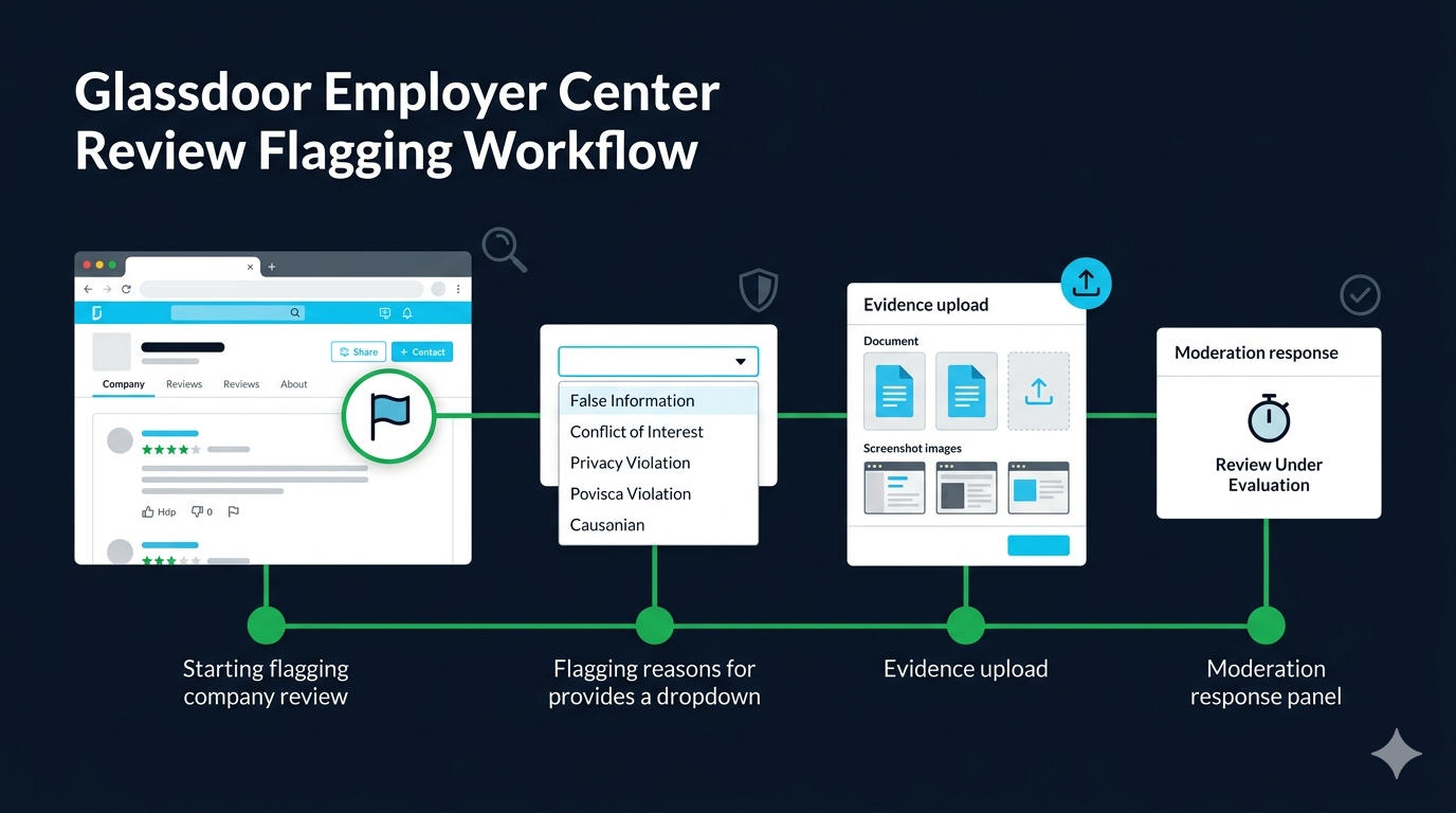 Can companies remove Glassdoor reviews — employer center flagging workflow and evidence documentation process
