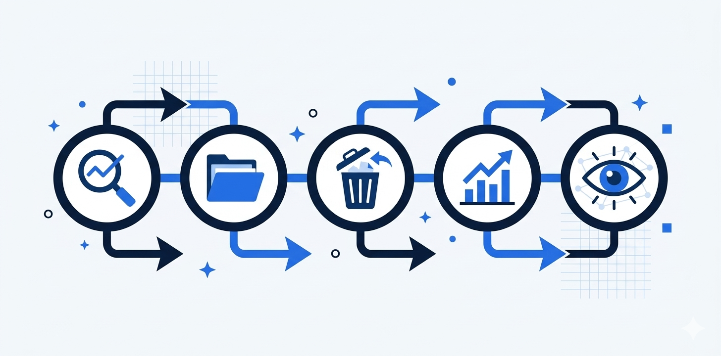 Step-by-step process diagram for removing negative Google search results