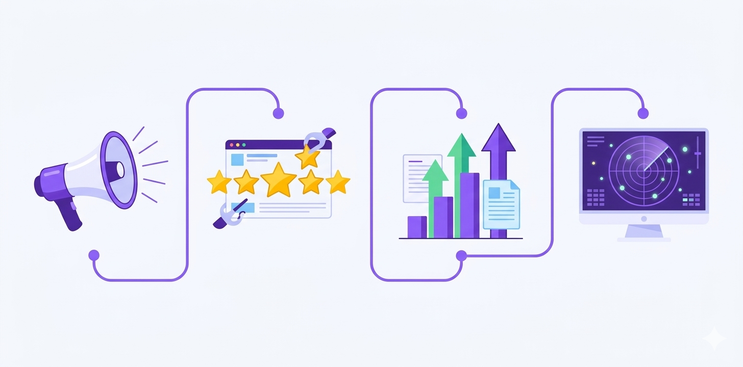 AI search visibility strategy showing how brand SERP data feeds into ChatGPT, Perplexity, and Google AI Overviews