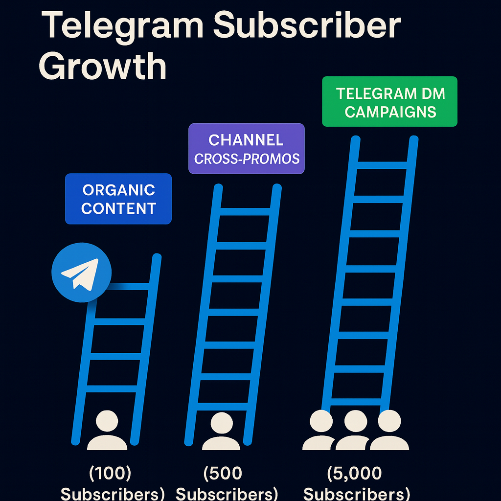telegram subscriber growth ladder from cold viewer to engaged DM lead