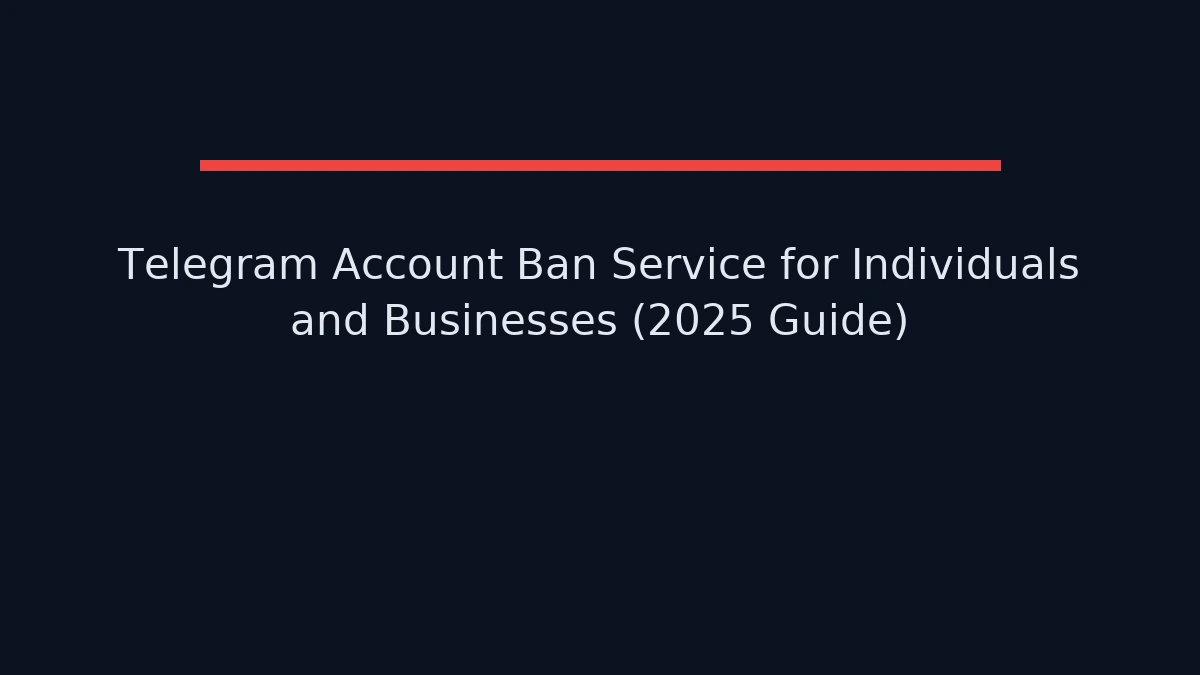 Telegram account ban service showing different ban types for accounts, groups, channels, and bots