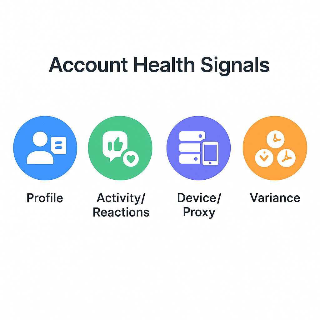 Telegram account health signals: profile, activity, device/proxy, variance
