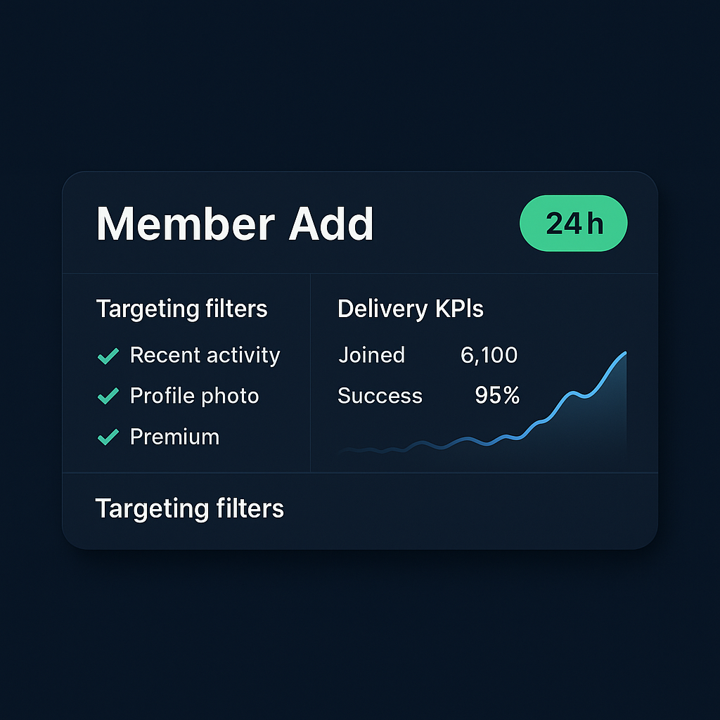Telegram Member Add dashboard for add members to Telegram group and channel KPIs