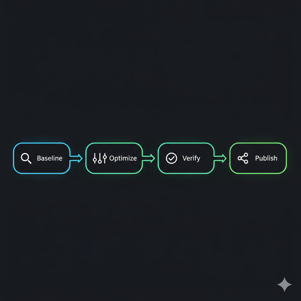 Telegram search position tracking process: baseline → optimize → verify → publish
