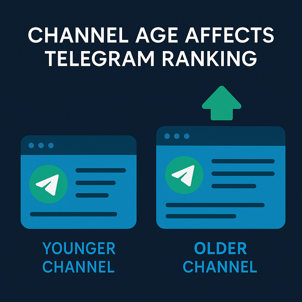 Comparison chart: older Telegram channel vs new channel ranking trend