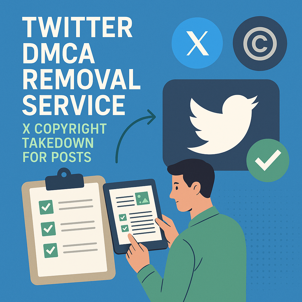 twitter dmca removal service hero workflow illustration